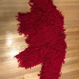 Red shaggy cardigan